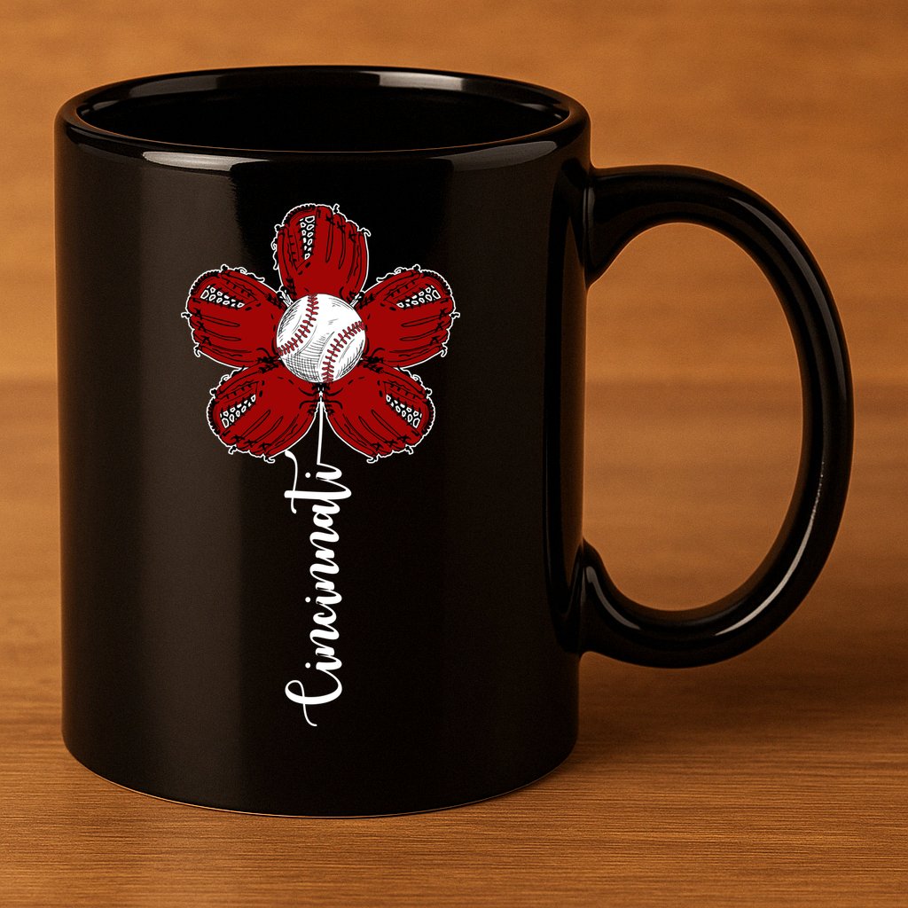 Cincinnati Flower Baseball 11oz C Handle Ceramic Mug