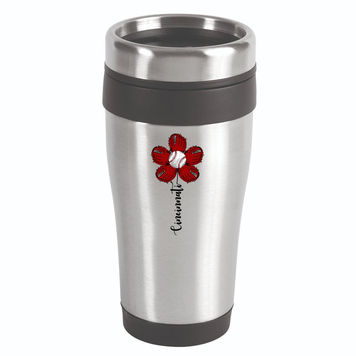 Cincinnati Flower Baseball 16oz Travel Tumbler