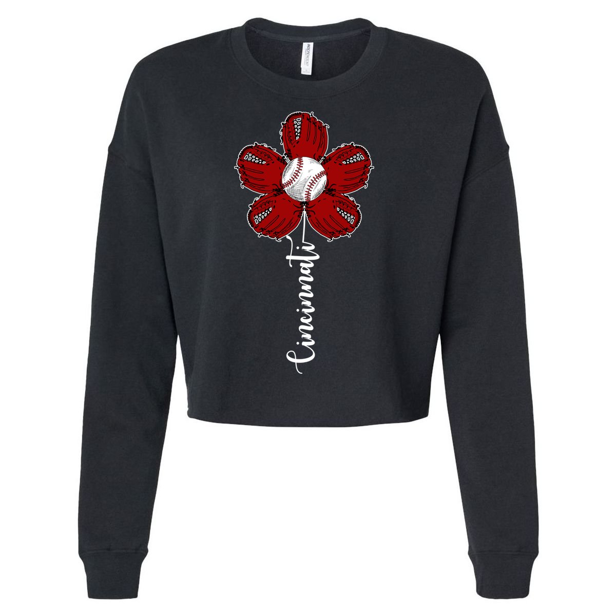 Cincinnati Flower Baseball Cropped Pullover Crew
