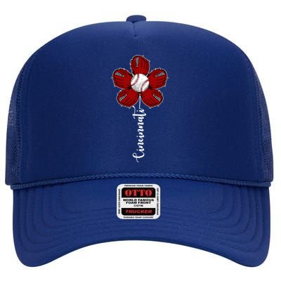 Cincinnati Flower Baseball High Crown Mesh Back Trucker Hat