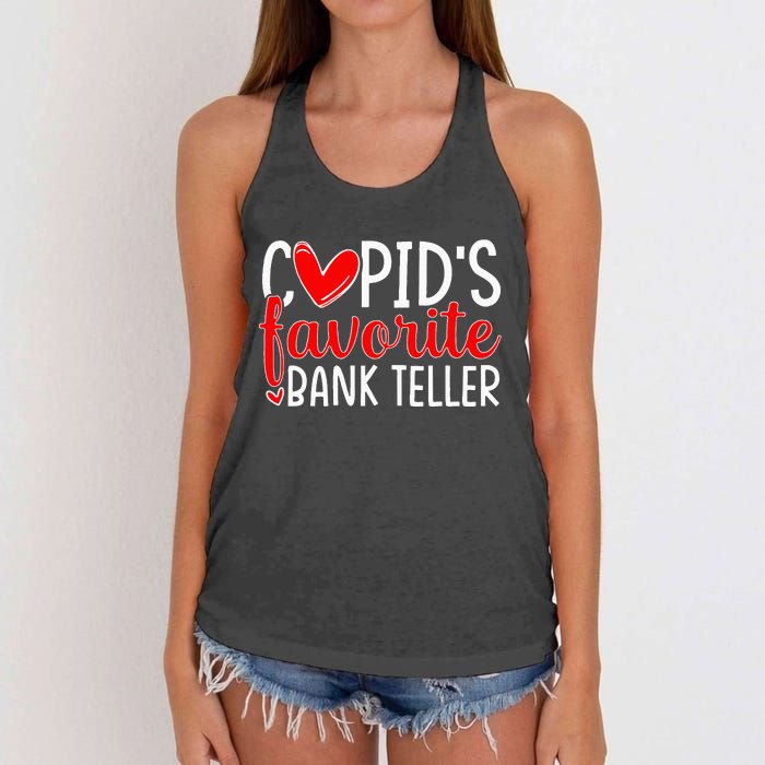 CupidS Favorite Bank Teller Funny Hearts ValentineS Day Women's Knotted Racerback Tank