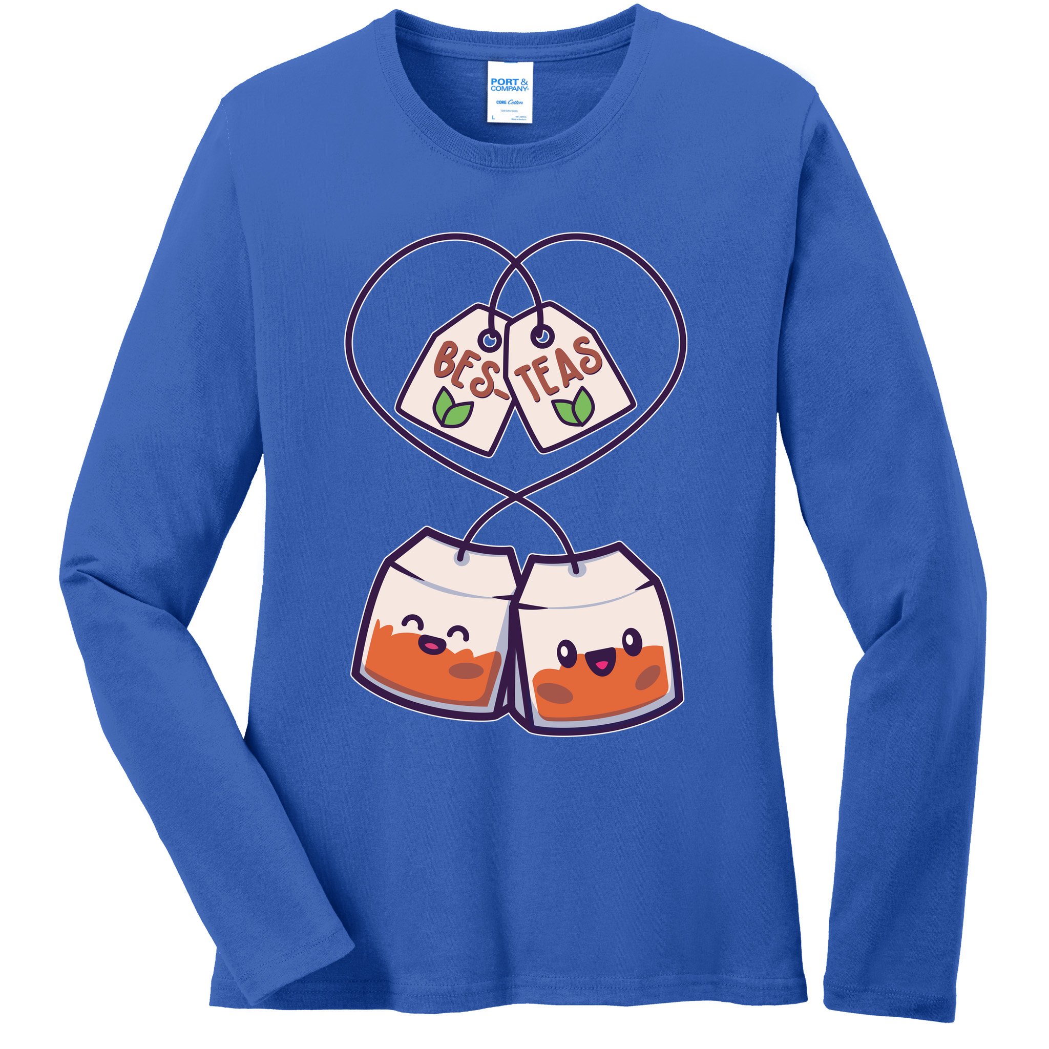 Cute Funny BesTeas Best Friend Tea Bags Ladies Long Sleeve Shirt