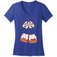 Cute Funny BesTeas Best Friend Tea Bags Women's V-Neck T-Shirt