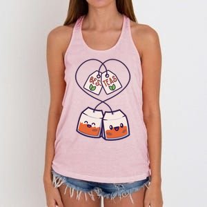 Cute Funny BesTeas Best Friend Tea Bags Women's Knotted Racerback Tank