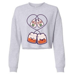 Cute Funny BesTeas Best Friend Tea Bags Cropped Pullover Crew