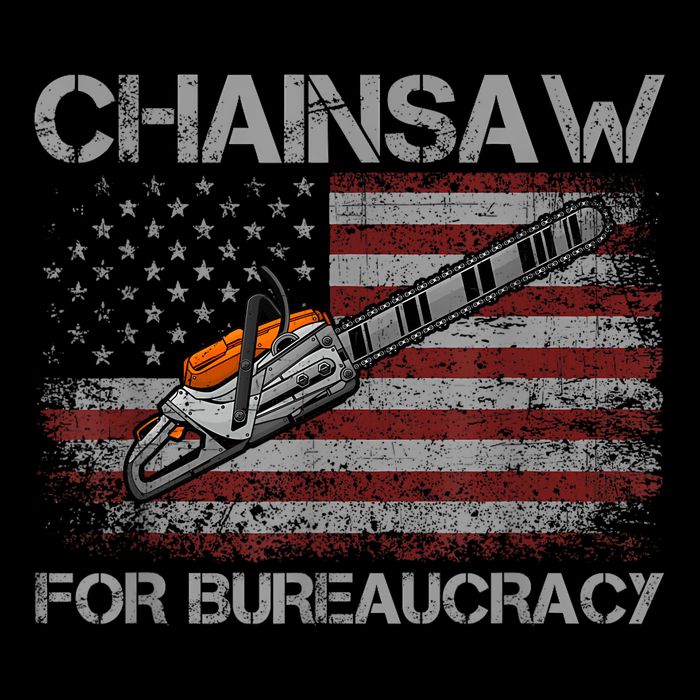 Chainsaw For Bureaucracy American Flag Chainsaw Flexfit Unipanel Trucker Cap