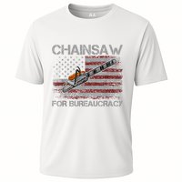 Chainsaw For Bureaucracy American Flag Chainsaw Cooling Performance Crew T-Shirt