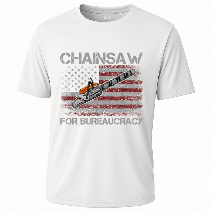 Chainsaw For Bureaucracy American Flag Chainsaw Cooling Performance Crew T-Shirt