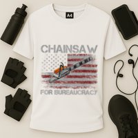 Chainsaw For Bureaucracy American Flag Chainsaw Cooling Performance Crew T-Shirt