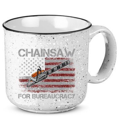 Chainsaw For Bureaucracy American Flag Chainsaw 15oz Campfire Ceramic Mug