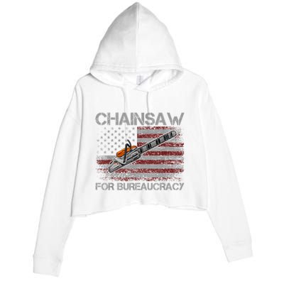 Chainsaw For Bureaucracy American Flag Chainsaw Crop Fleece Hoodie