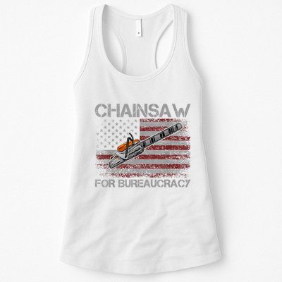 Chainsaw For Bureaucracy American Flag Chainsaw Womens Tank Top