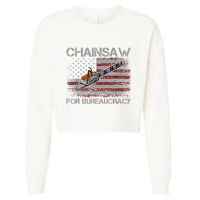 Chainsaw For Bureaucracy American Flag Chainsaw Cropped Pullover Crew