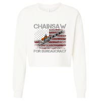 Chainsaw For Bureaucracy American Flag Chainsaw Cropped Pullover Crew