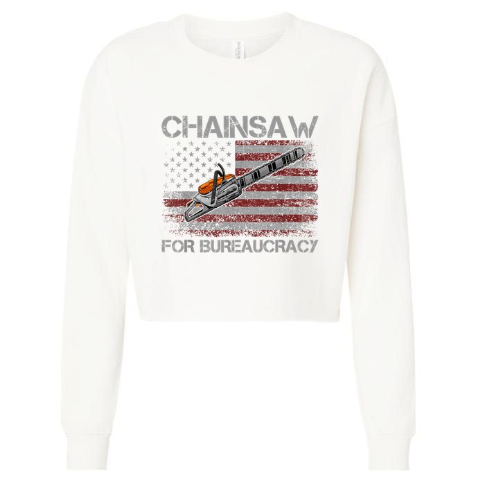 Chainsaw For Bureaucracy American Flag Chainsaw Cropped Pullover Crew