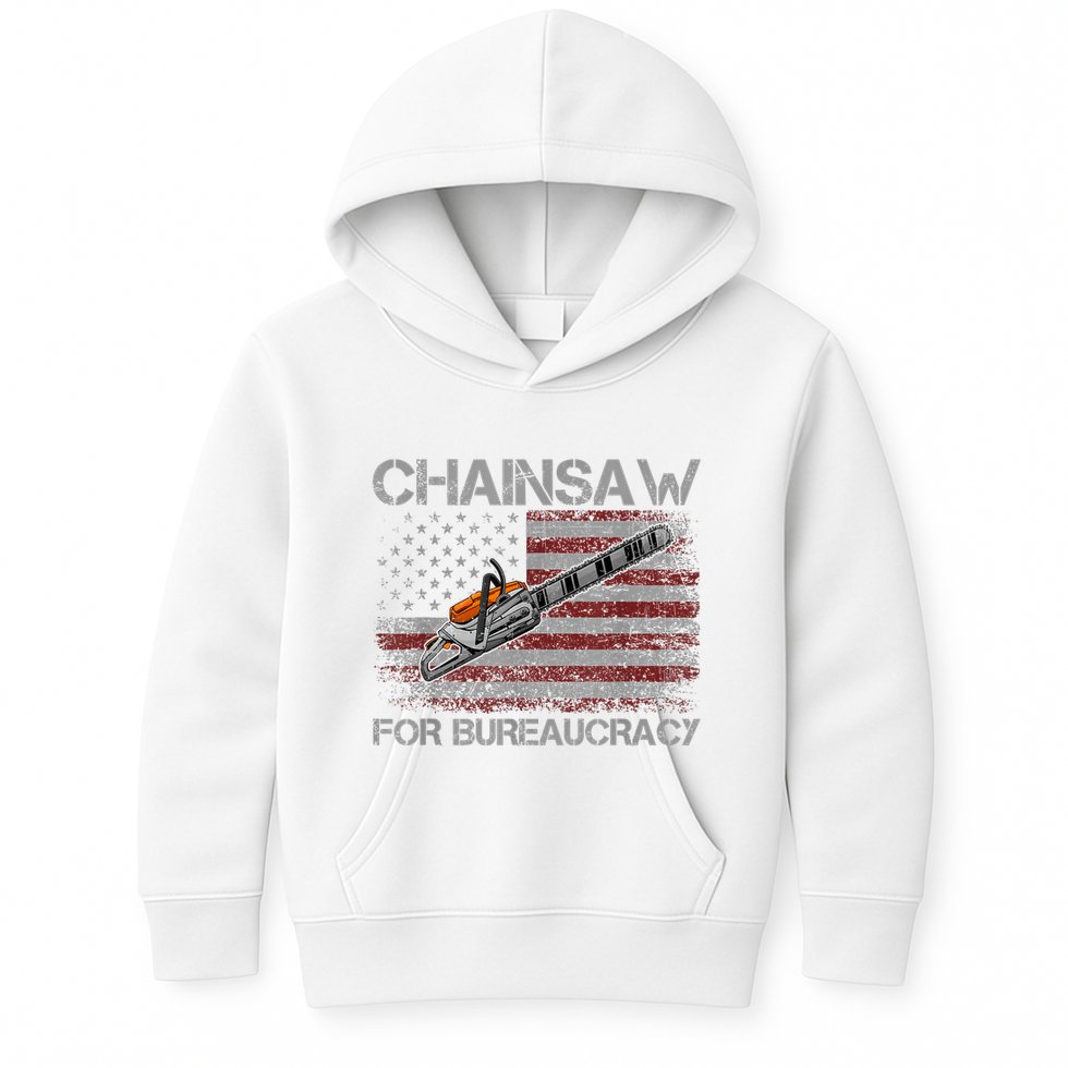 Chainsaw For Bureaucracy American Flag Chainsaw Kids Hoodie