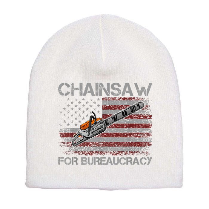 Chainsaw For Bureaucracy American Flag Chainsaw Short Acrylic Beanie