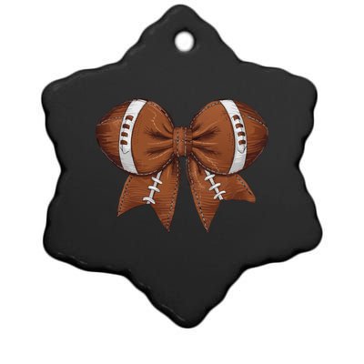 Coquette Football Bow Graphic Ceramic Star Ornament