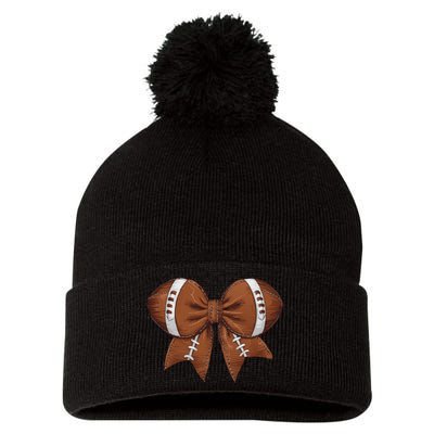 Coquette Football Bow Graphic Pom Pom 12in Knit Beanie