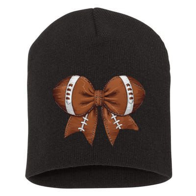 Coquette Football Bow Graphic Short Acrylic Beanie