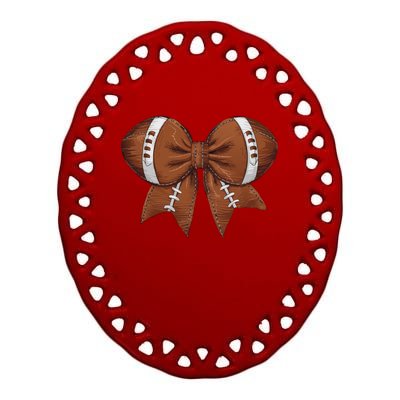 Coquette Football Bow Graphic Ceramic Oval Ornament