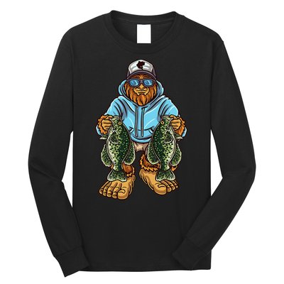 Crappie Fishing Bigfoot Panfishing Fishermen Long Sleeve Shirt