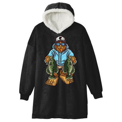 Crappie Fishing Bigfoot Panfishing Fishermen Hooded Wearable Blanket