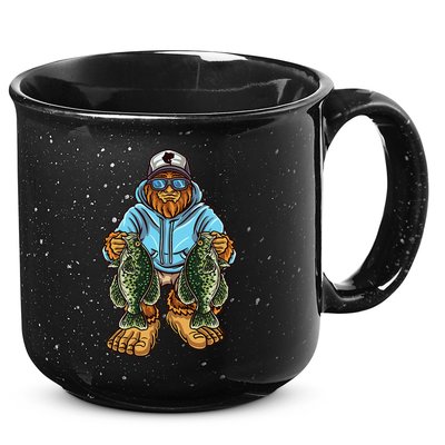 Crappie Fishing Bigfoot Panfishing Fishermen 15oz Campfire Ceramic Mug