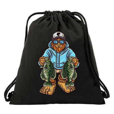 Crappie Fishing Bigfoot Panfishing Fishermen Drawstring Bag