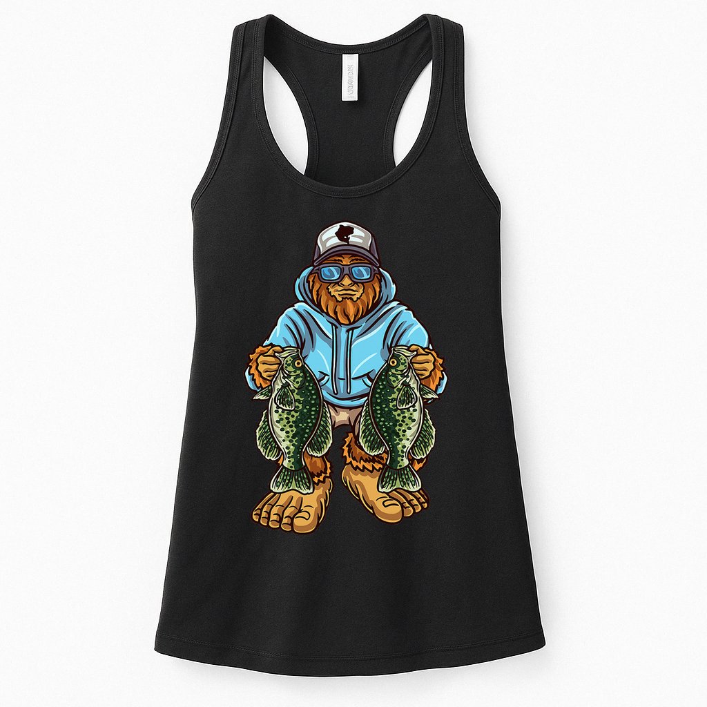 Crappie Fishing Bigfoot Panfishing Fishermen Womens Tank Top