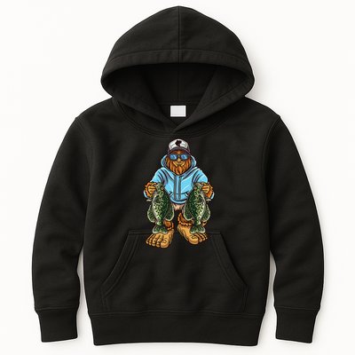 Crappie Fishing Bigfoot Panfishing Fishermen Kids Hoodie