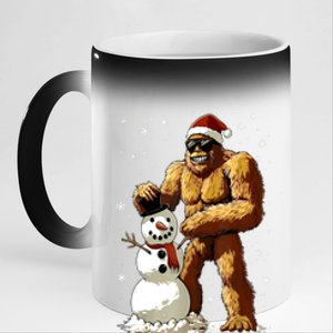 Christmas Funny Bigfoot Santa Snowman Xmas Graphic Gift 11oz Black Color Changing Mug