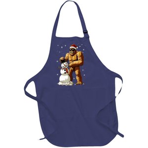 Christmas Funny Bigfoot Santa Snowman Xmas Graphic Gift Full-Length Apron With Pockets