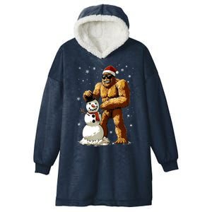 Christmas Funny Bigfoot Santa Snowman Xmas Graphic Gift Hooded Wearable Blanket