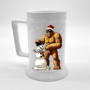 Christmas Funny Bigfoot Santa Snowman Xmas Graphic Gift Beer Stein