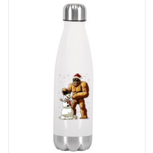 Christmas Funny Bigfoot Santa Snowman Xmas Graphic Gift Stainless Steel Insulated Water Bottle