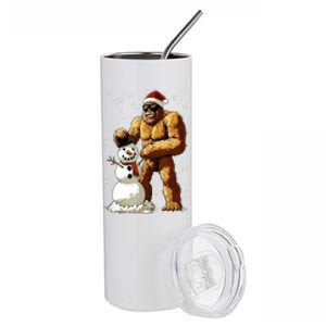 Christmas Funny Bigfoot Santa Snowman Xmas Graphic Gift Stainless Steel Tumbler