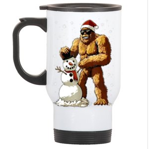 Christmas Funny Bigfoot Santa Snowman Xmas Graphic Gift Stainless Steel Travel Mug