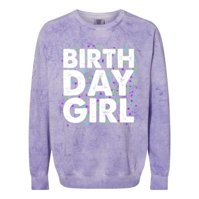 Cute Funny Birthday Girl With Confetti Colorblast Crewneck Sweatshirt