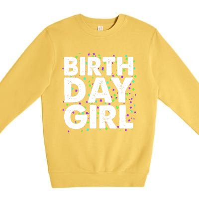 Cute Funny Birthday Girl With Confetti Premium Crewneck Sweatshirt