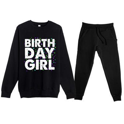 Cute Funny Birthday Girl With Confetti Premium Crewneck Sweatsuit Set