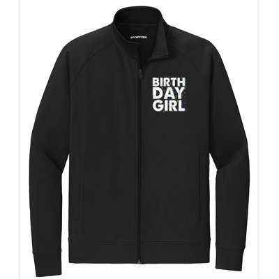 Cute Funny Birthday Girl With Confetti Stretch Full-Zip Cadet Jacket