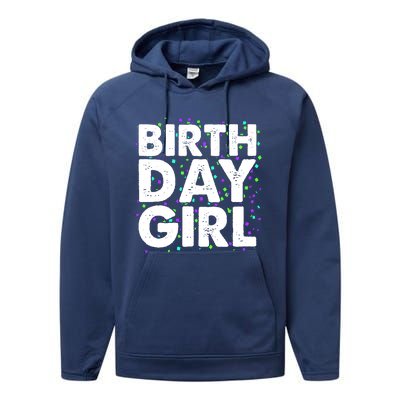 Cute Funny Birthday Girl With Confetti Performance Fleece Hoodie