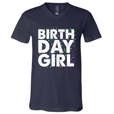 Cute Funny Birthday Girl With Confetti V-Neck T-Shirt