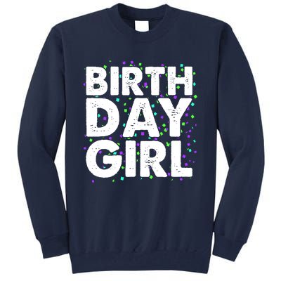 Cute Funny Birthday Girl With Confetti Tall Sweatshirt