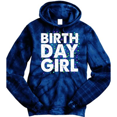 Cute Funny Birthday Girl With Confetti Tie Dye Hoodie