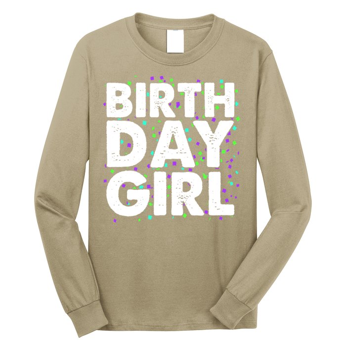 Cute Funny Birthday Girl With Confetti Long Sleeve Shirt