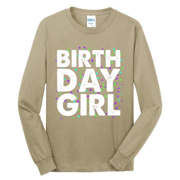 Cute Funny Birthday Girl With Confetti Tall Long Sleeve T-Shirt