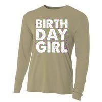 Cute Funny Birthday Girl With Confetti Cooling Performance Long Sleeve Crew