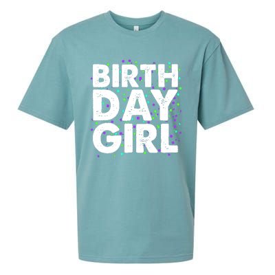 Cute Funny Birthday Girl With Confetti Sueded Cloud Jersey T-Shirt